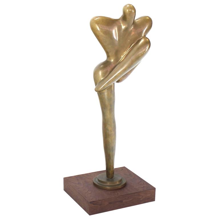 H Large Mid Century Modern Nude Bronze Abstract Dancer Sculpture My