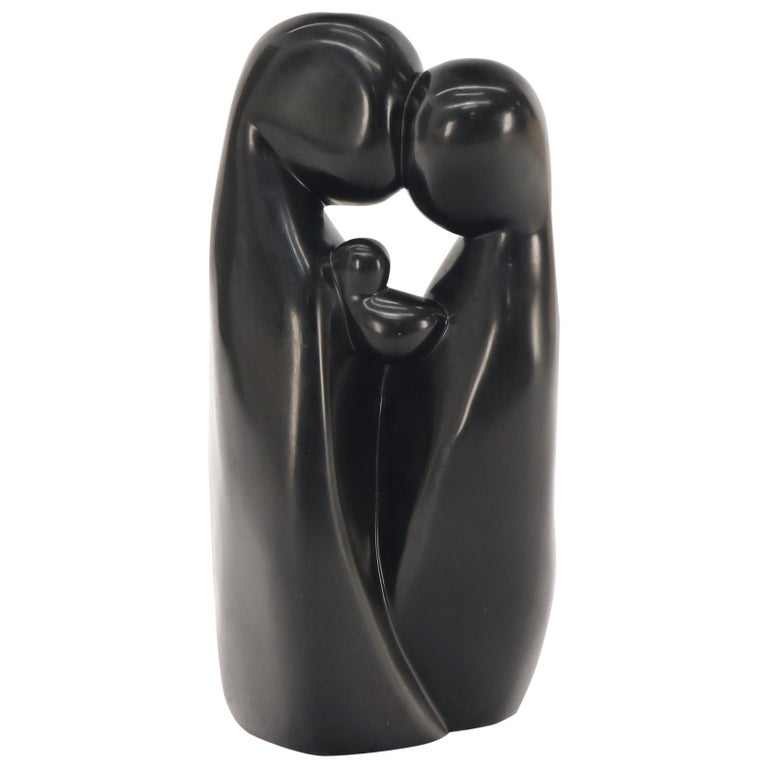 Large Carved and Polished Onyx Sculpture of Mother and Daughter Theme ...