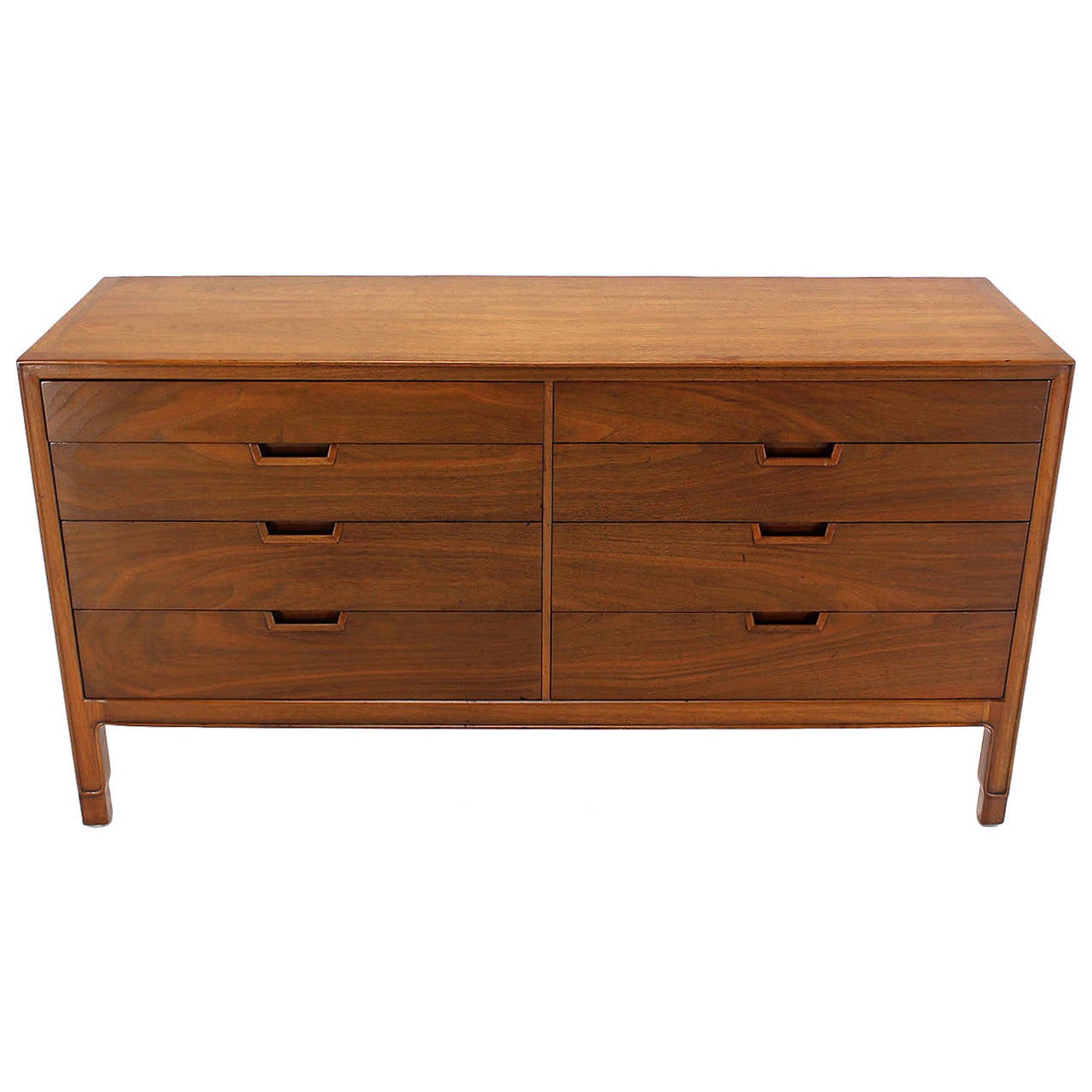 Mid-Century Modern John Stuart Bookmatched Walnut Eight-Drawer Dresser ...