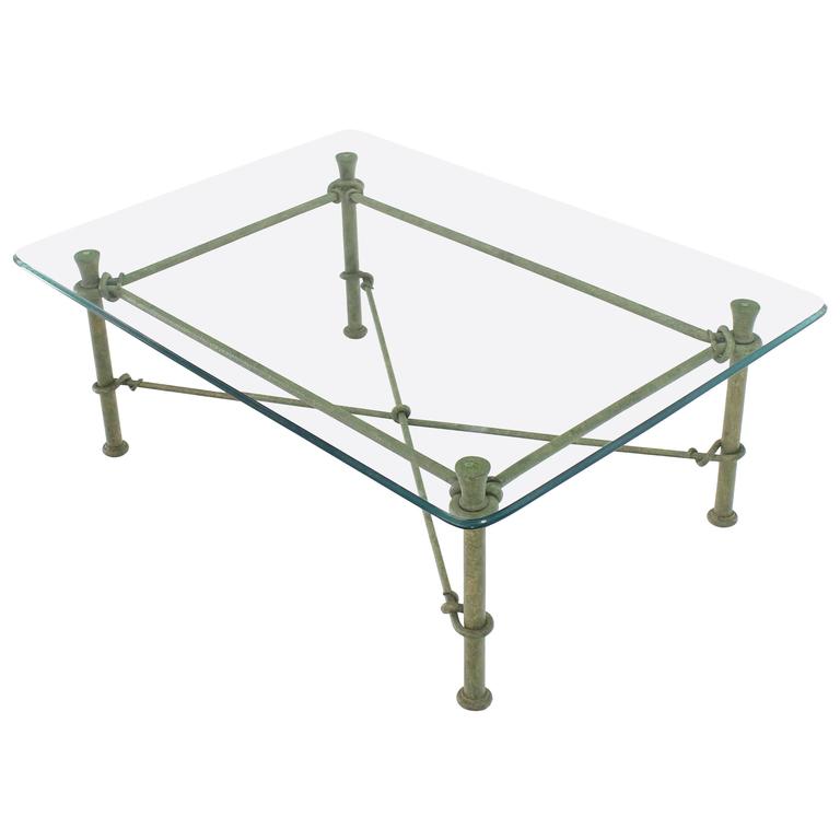 glass top coffee tables wrought iron base