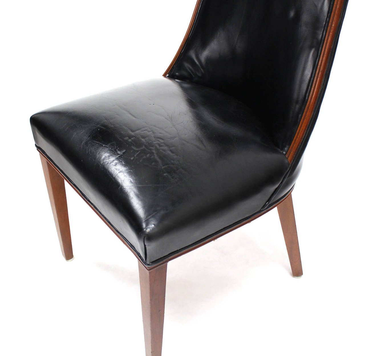Set of Six Tall Back High Quality Leather Dining Chairs - Soho Treasures