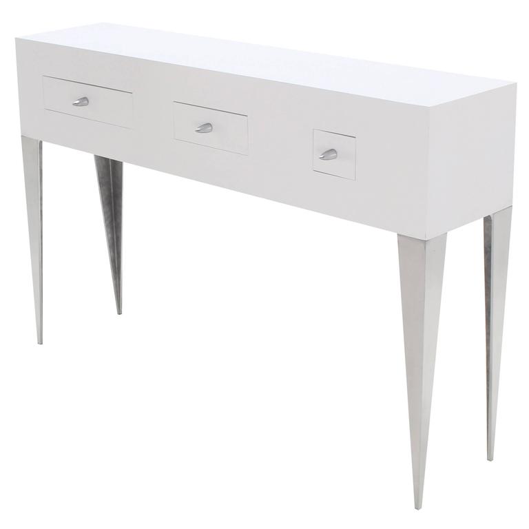 White Lacquer Console Table Cabinet, Console Table White Lacquer