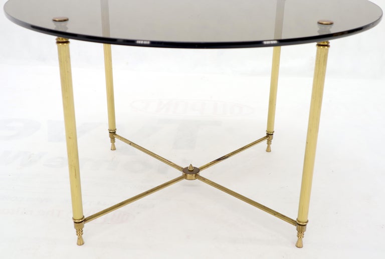 Circular Round Smoked Glass Brass Legs Nesting Coffee Table - Soho