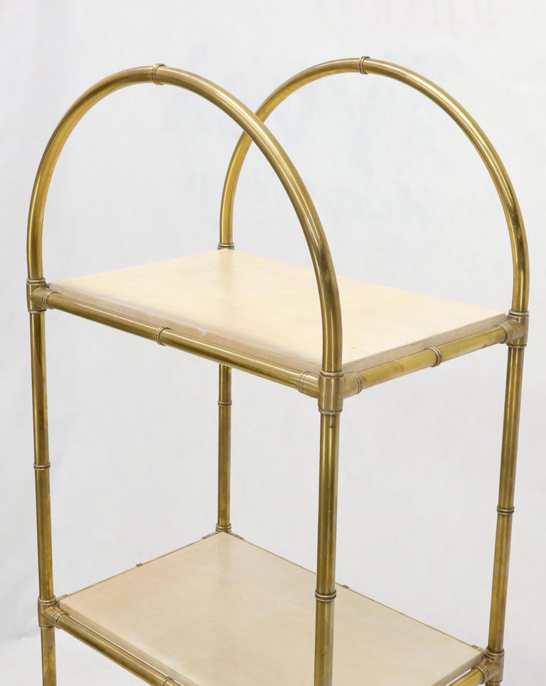 Mid 20th Century Pair Solid Brass Faux Bamboo Arch Shape Top Goat