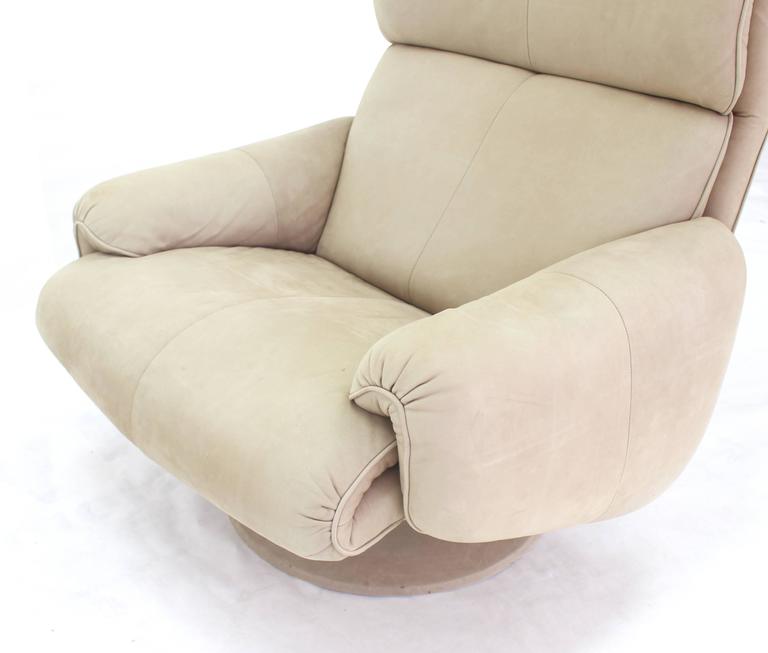 Beige Suede Leather Lounge Chair with Matching Ottoman - Soho Treasures