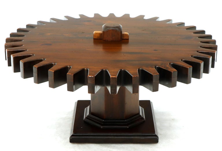 Thick Wooden Huge Round Gear Shape Top Coffee Table - Sohotreasures.com ...