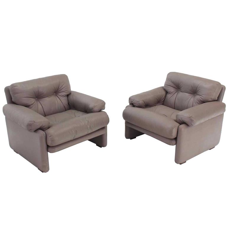 Pair Of Leather B&B Italia Leather Lounge Chairs - Sohotreasures.com ...