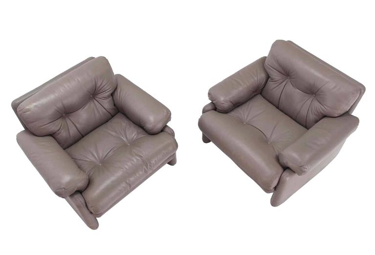 Pair Of Leather B&B Italia Leather Lounge Chairs - Sohotreasures.com ...