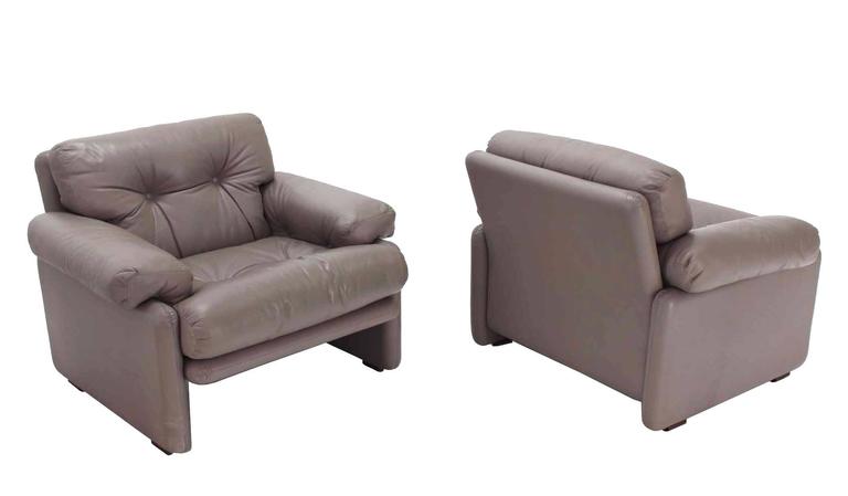 Pair of Leather B&B Italia Leather Lounge Chairs - Soho Treasures